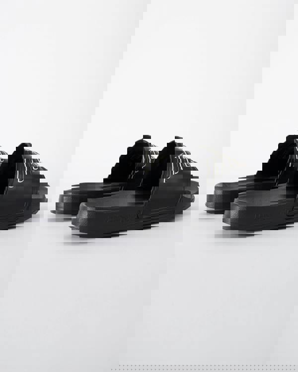 back of Emporio Armani Mens PVC Pool Slides with Eagle Logo in Black and Whisper White