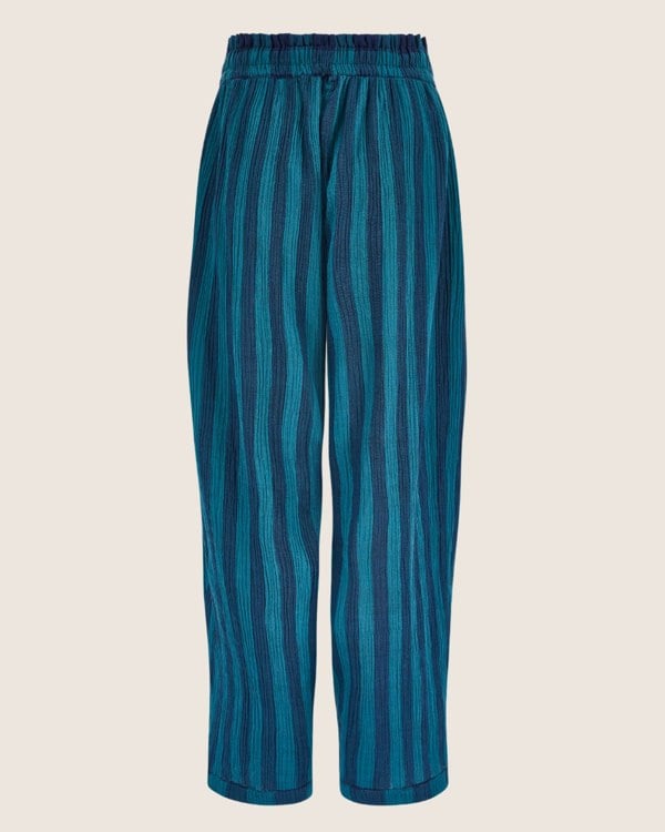 Betty Navy Check Print Drape Trousers- image 3