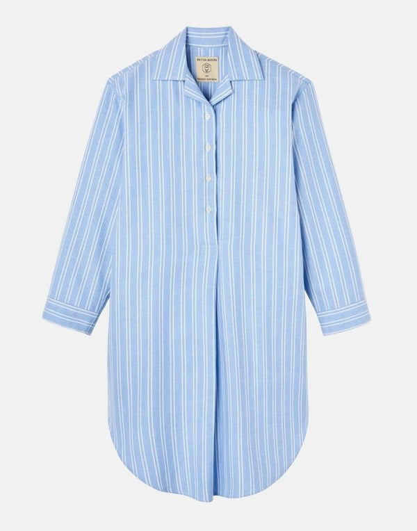 British Boxers Women's Brushed Cotton Nightshirt – Westwood Blue Stripe