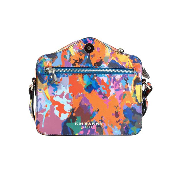 Embassy London Snapshot - Summer Colours - Camera shaped cross-body bag in Summer Colours pattern leather