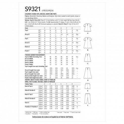 Simplicity Sewing Pattern 9321, Tops, Dresses, Shorts, Trousers for Kids, A (3-4-5-6-7-8) - Easy