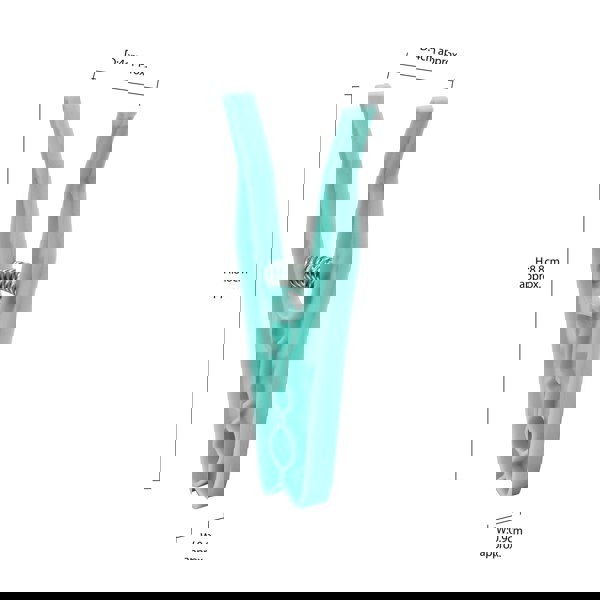 JVL Plastic Peg Basket, Grey with 48 Large Ultra Strong Plastic Pegs, Aqua