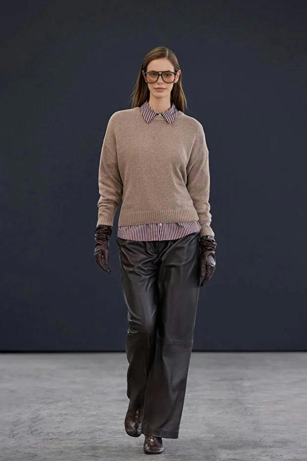 WOVCOR Cashmere Blend Crew Neck Knit Sweater