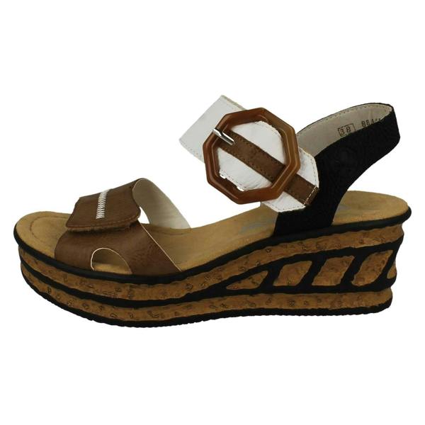 Rieker Ladies Rieker Buckle Detailed Wedge Sandal 68176