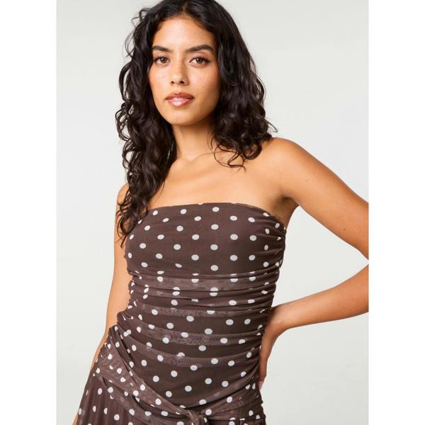 Pink Vanilla RaRa Tie Waist Polka Dot Bandeau Dress