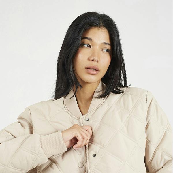 Brave Soul Stone Quilted Bomber Jacket - Stone Image 4