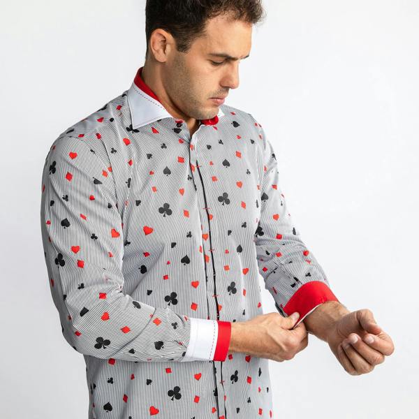 CARD SYMBOLS PRINT SHIRT – Premium Men's Patterned Shirt by Claudio Lugli | Bold Design, Tailored Fit, Best Printed Shirts