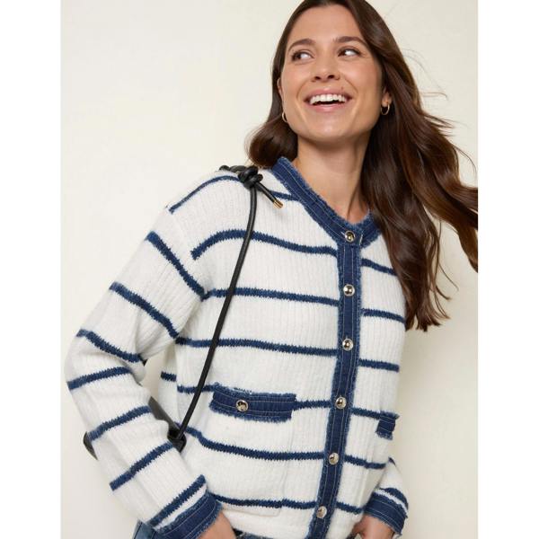 Blue Vanilla Stripe & Denim Cardigan