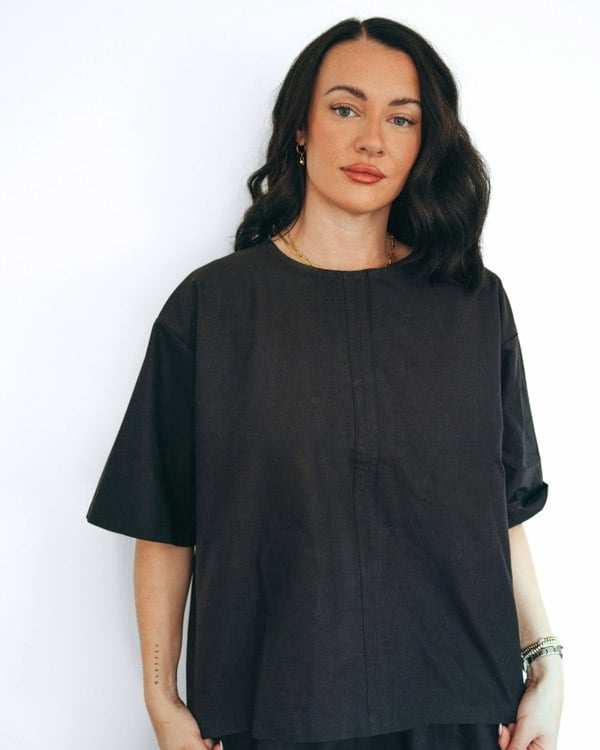 Doris Black Tie Back Top - IMAGE 2