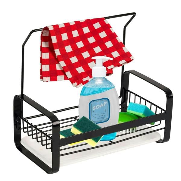 Top 3 Large Kitchen Sink Caddy Organiser with Drying Rack Black