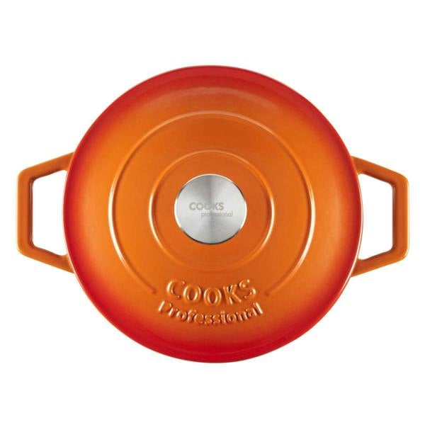 Cooks Professional 20cm Cast Iron Casserole | Orange