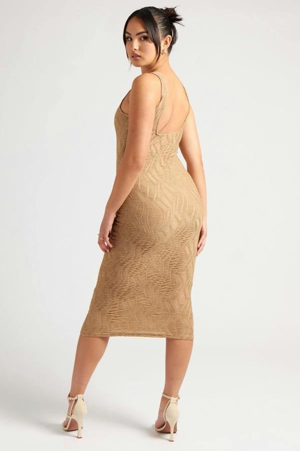 Urban Bliss Textured Scoop Back Midi Dress