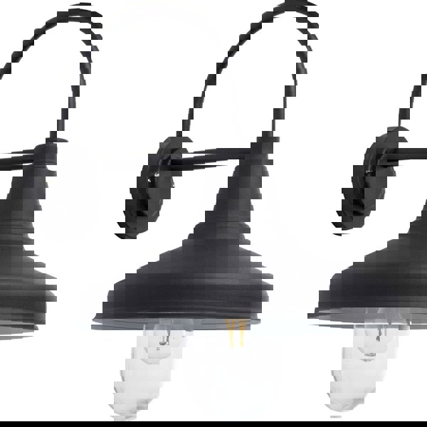 Non Automatic Outdoor Wall Light - Textured Black & Glass Shade - IP44 Rated