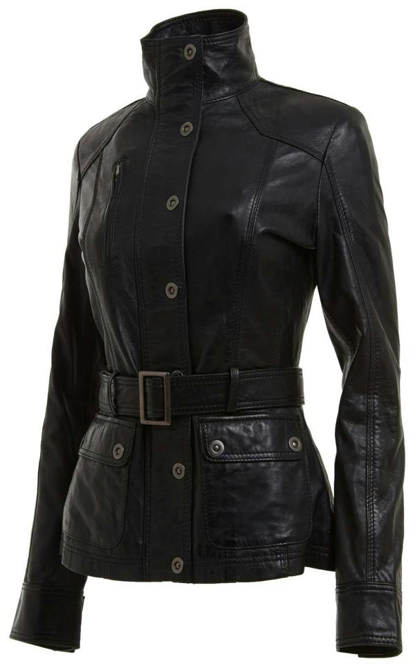 Infinity Leather Womens Military Style Leather Biker Jacket-Phoenix