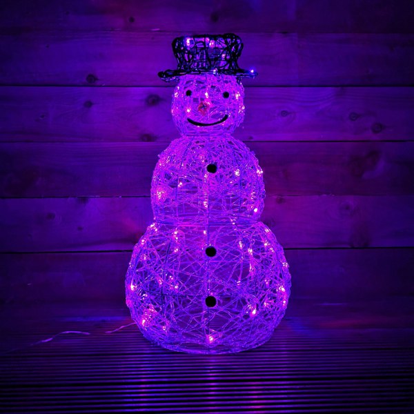 Samuel Alexander 60cm Indoor Outdoor Acrylic Snowman Christmas Decoration with Colour Changing LED