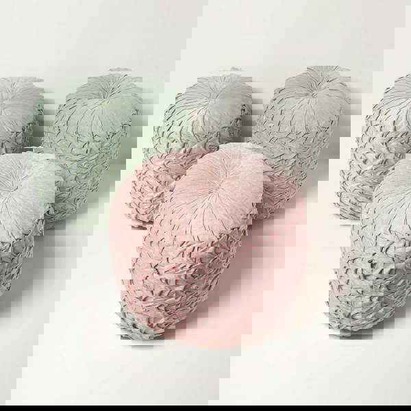 HOMESCAPES Grace Pleated Velvet Pouffe