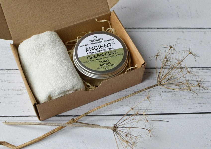 Antonia York Clay Face Mask Powder and Bamboo Face Cloth Gift Box Cleansing Treatment for your Skin