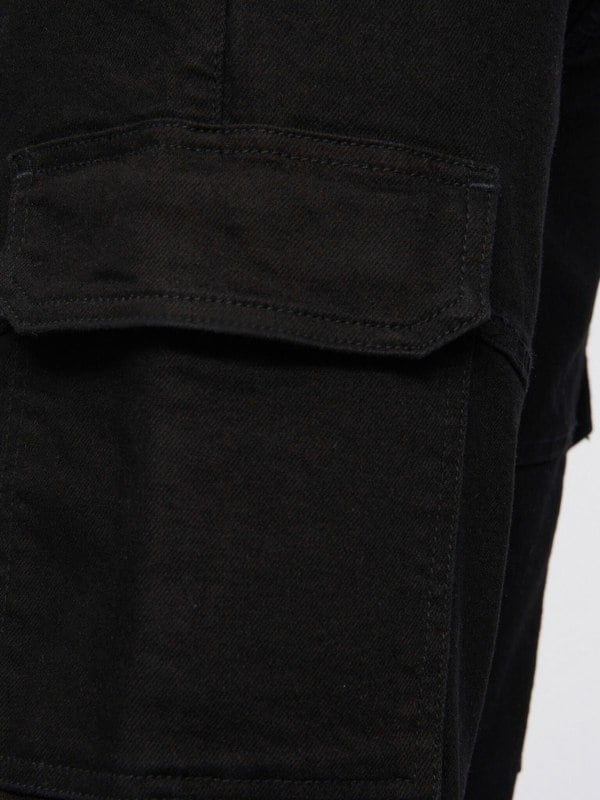 Crosshatch Malimore Cargo Cuff Jeans Solid Black