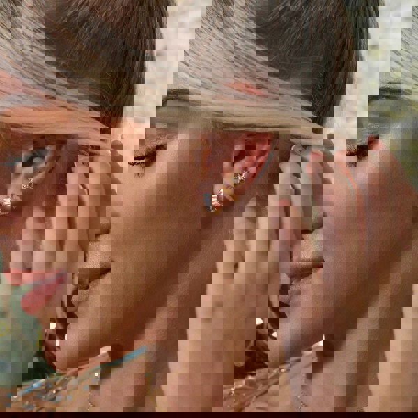 Say It With Baguette Hug Earrings - Gold Plated Sterling Silver