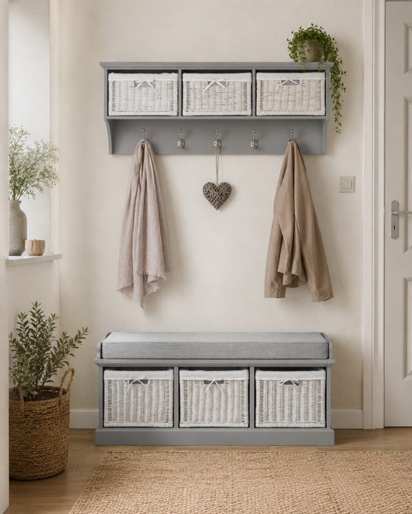 Statement Furniture Tetbury Large Hallway Set with Storage Baskets and Cushion Seat