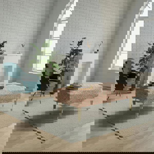 Modern abstract style ottoman with fixed top design, ideal for contemporary lounge or bedroom décor