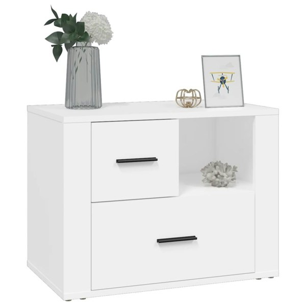 Berkfield Bedside Cabinet White 60x36x45 cm Engineered Wood