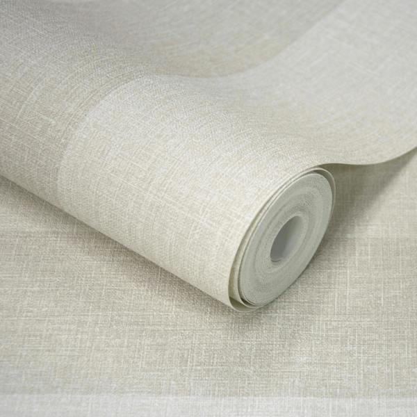 Grandeco Boutique Pure & Protect Stratus Stripe Linen Textured Antibacterial Wallpaper, Beige Linen