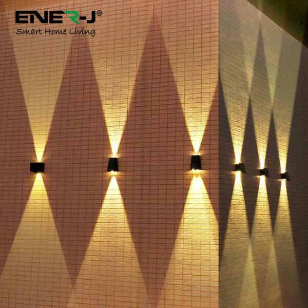 ENER-J Solar Powered Adjustable Beam Angle Up Down Wall Light, Wireless, No Mains Power Needed, 1300mAh