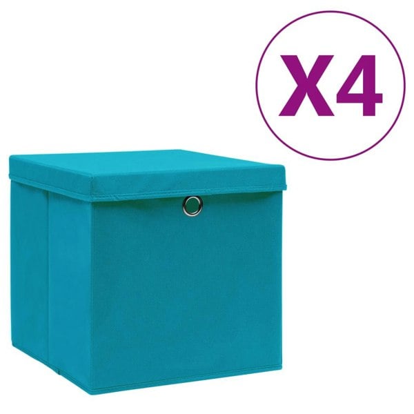 Berkfield Storage Boxes with Covers 4 pcs 28x28x28 cm Baby Blue