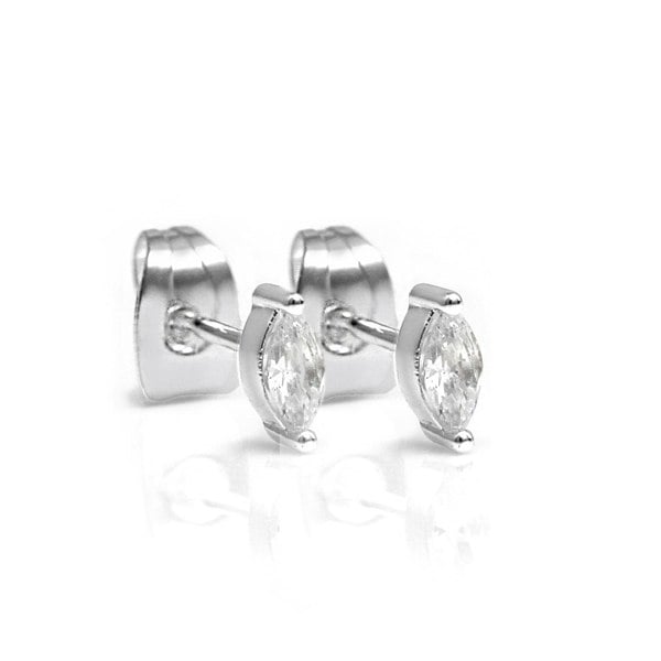 Say It With Clear CZ Marquise Stud Earrings - Silver