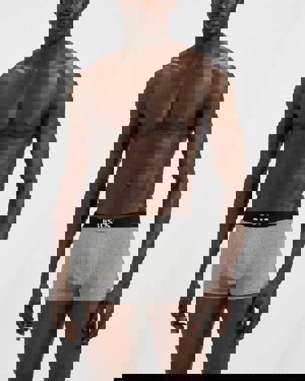 BOSS Orange 3-Pack Mens Stretch-Cotton Trunks with Logo Waistbands - White/Grey/Black 999