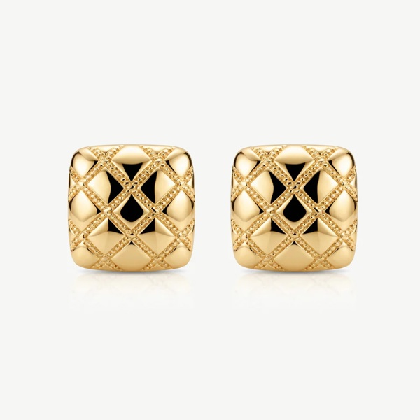 Textured Statement Stud Earrings in 18k Gold