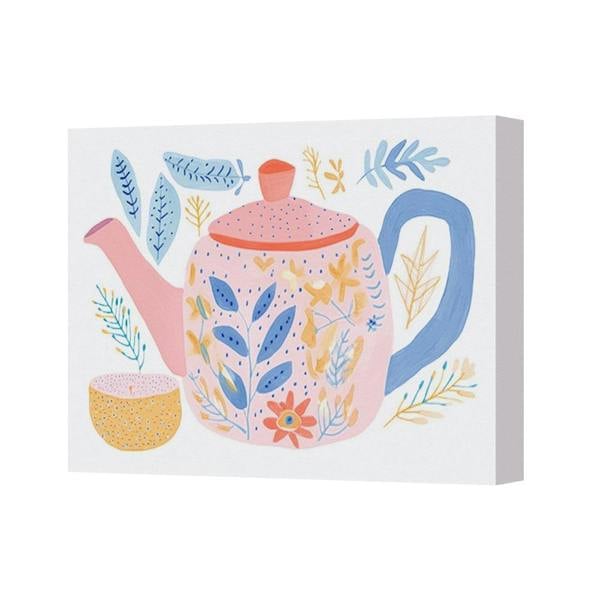 Benjamin Tate Design Vibrant Floral Teapot Canvas Wall Art Decor 4770 Collection