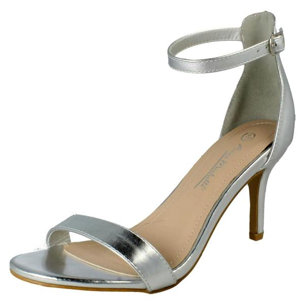 Anne Michelle Ladies Anne Michelle High Heeled Buckle Ankle Strap Evening Sandals F12108