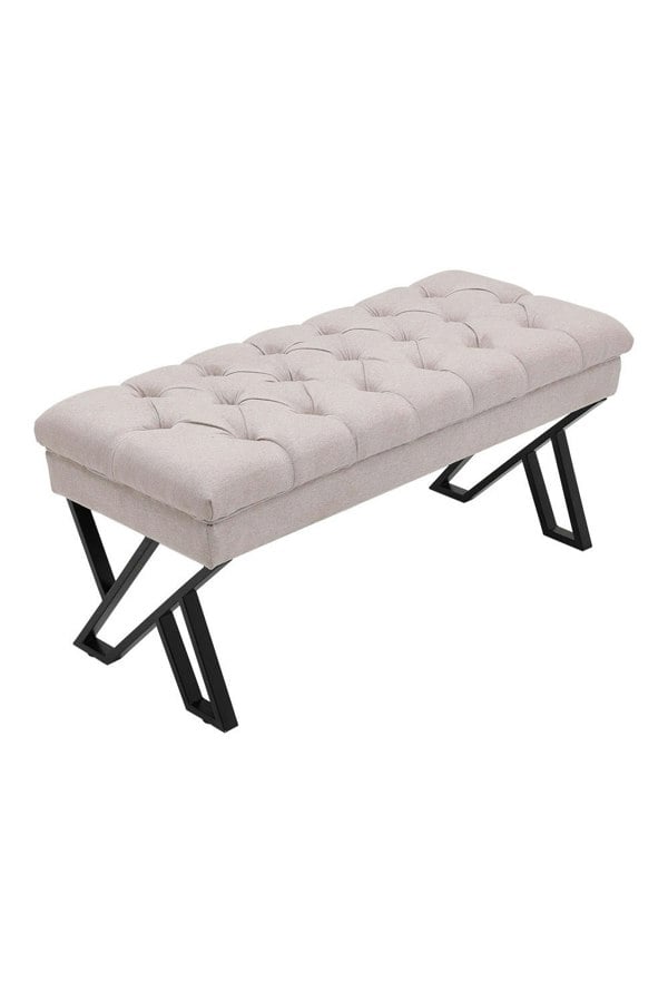 Living and Home Mid Century Metal Upholstered Bench
