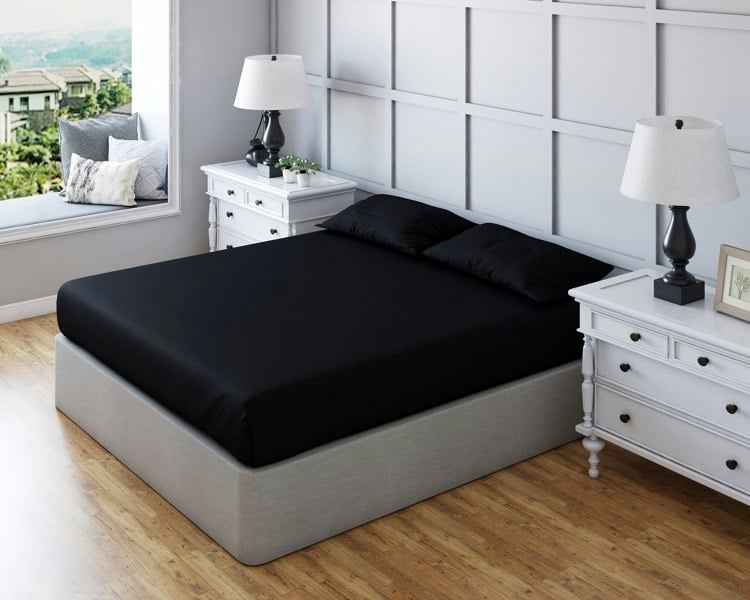 Snug City Non Iron Polycotton Plain Dyed Fitted Sheet Extra Deep 25cm Elasticated Skirt