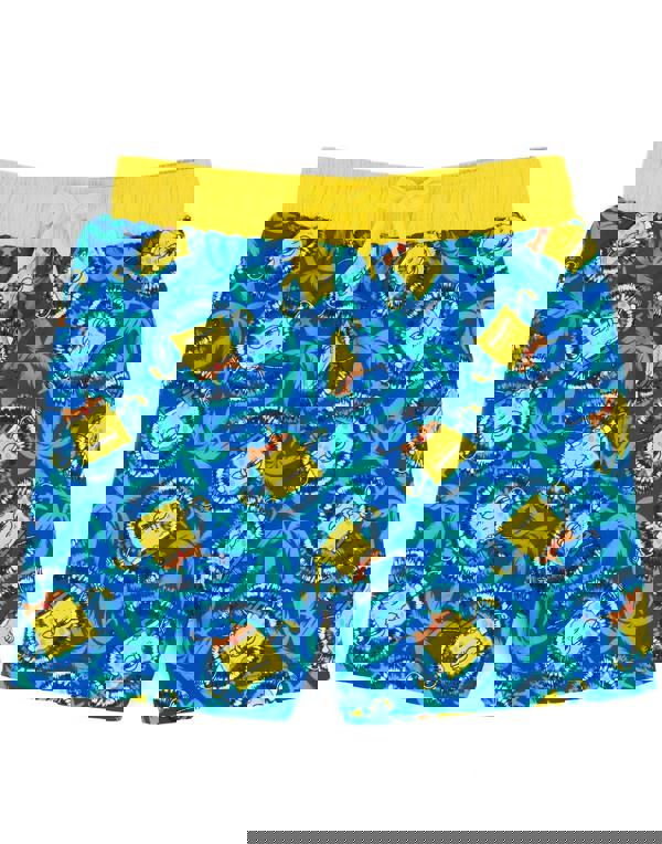 SpongeBob SquarePants Boys Blue Spongebob All-Over Tropical Print Swim Shorts