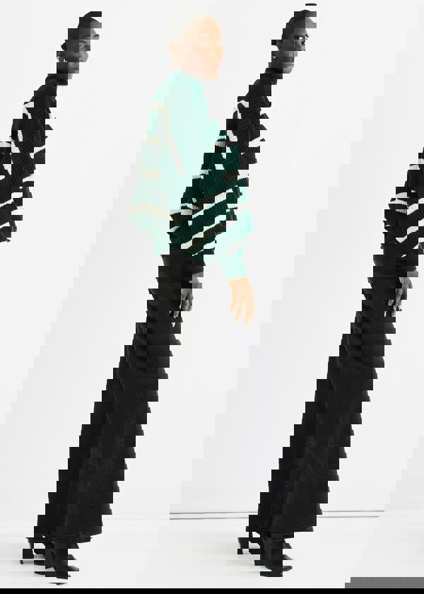 Gini London Green Chunky Knit High Neck Jumper