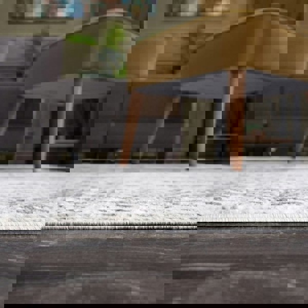 Grey Oriental Design Living Room Rug