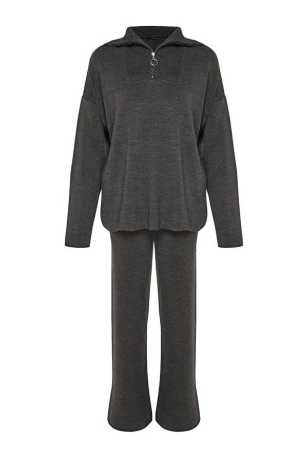 WOVCOR 2-Piece Loose Fit Zip-Up Knit Top & Pants Set