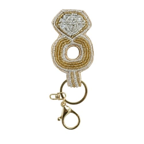 Gold Trip Diamond Ring Beaded Keyring