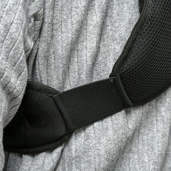 Black weighted vest side strap with textured mesh panel