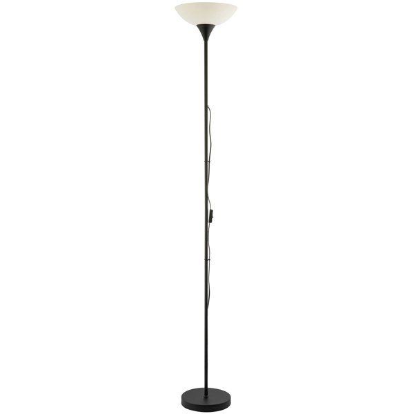 Modern Black Switched Uplighter Floor Lamp with Opal White Polycarbonate Shade Image 2