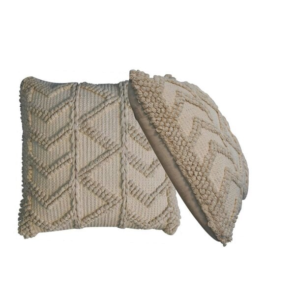 Wyld Haus Set of 2 Snowshill Cream Zig Zag Handwoven Cushion Covers