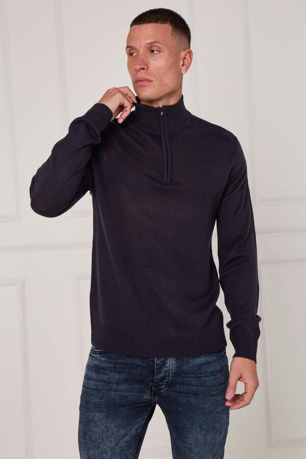 Half Zip Knit Jumper - Black