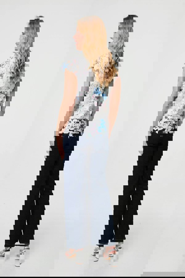 White | Floral Lace Layered Frilled Blouse Top
