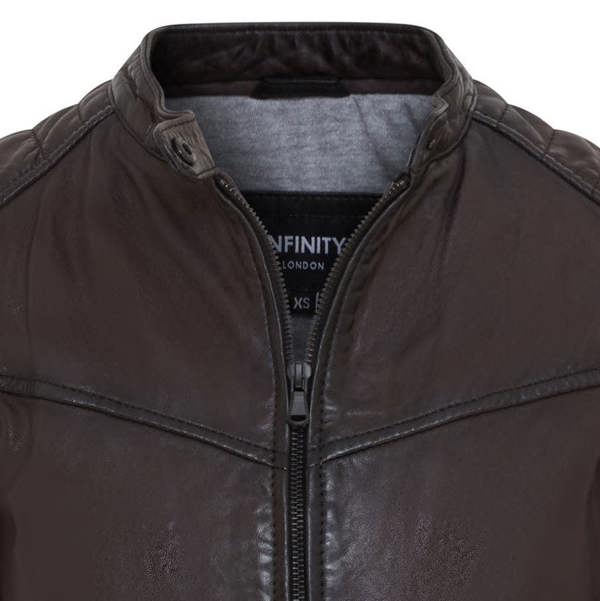 Infinity Leather Womens Retro Quilted Leather Biker Jacket - Horten