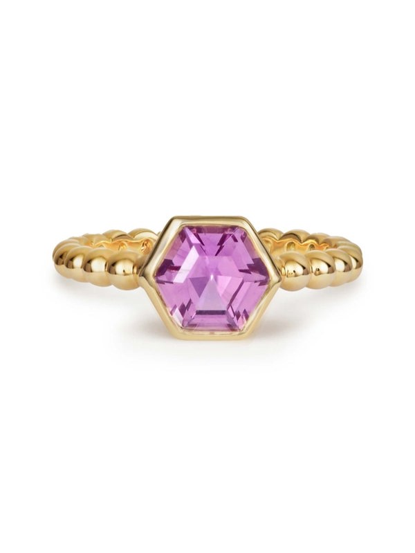 Gemdaia Pink Sapphire Hex Ring