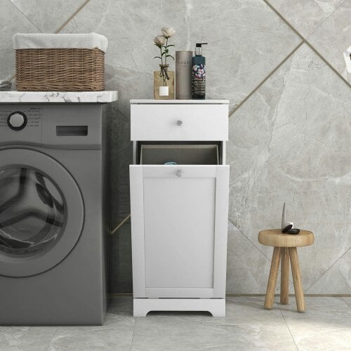 Wyld Haus Faratti White Single Hamper Laundry Storage Cabinet