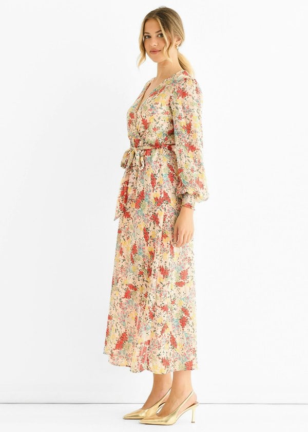 Gini London Multi Jacquard Chiffon Midi Dress